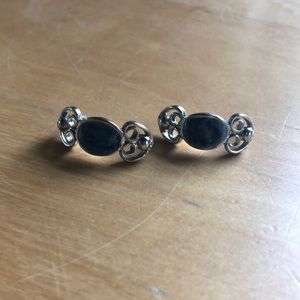 Blue and silver color metallic vintage earrings